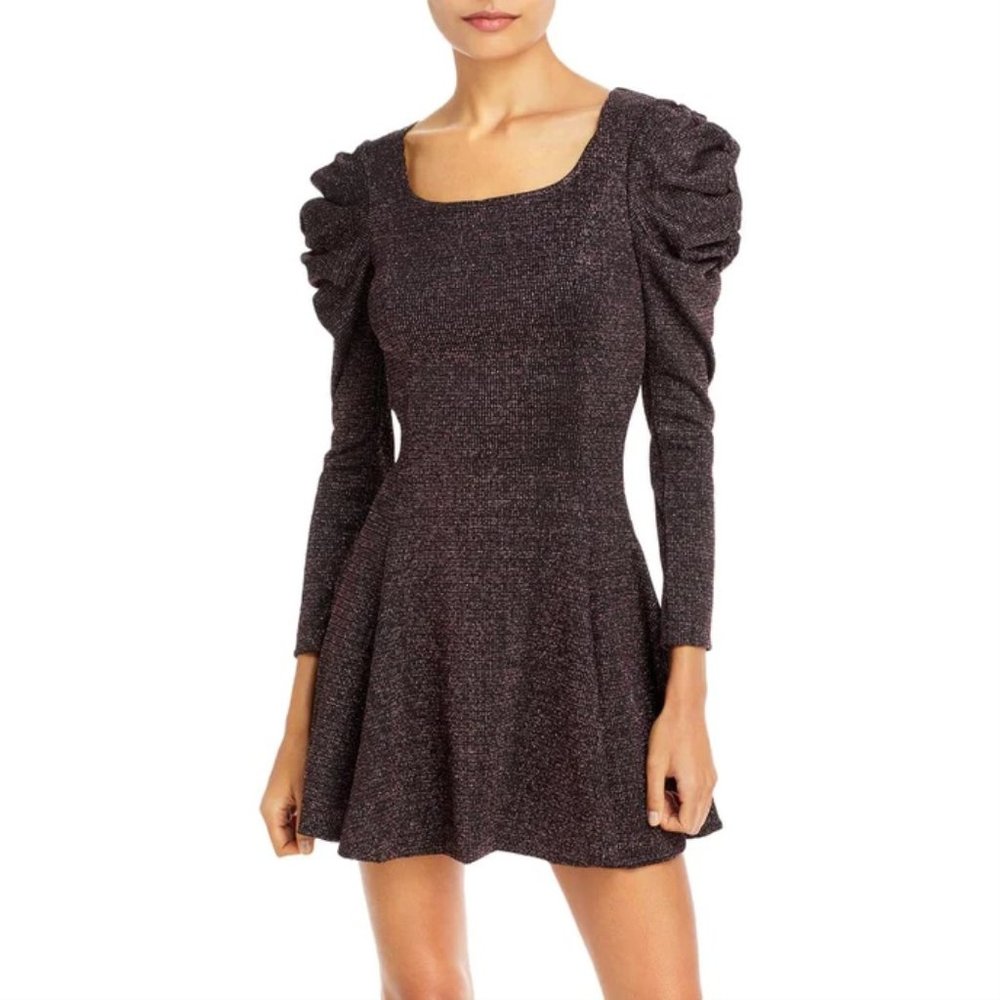 AQUA BRAND METALLIC FIT AND FLARE DRESS, NWT